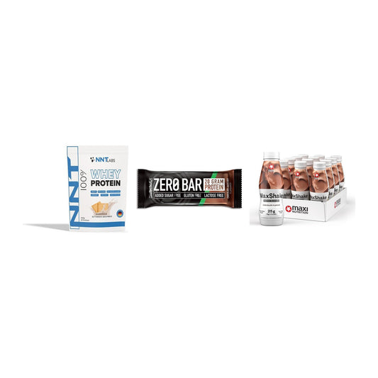 Schokolade Geschmacks-Trio: NNT Whey + 3× BioTech Zero Bar + 1 weitere – alle enthaltenen Artikel