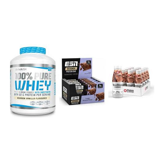 Schokolade Geschmacks-Trio: BioTech 100% + 3× ESN Designer + 1 weitere – alle enthaltenen Artikel