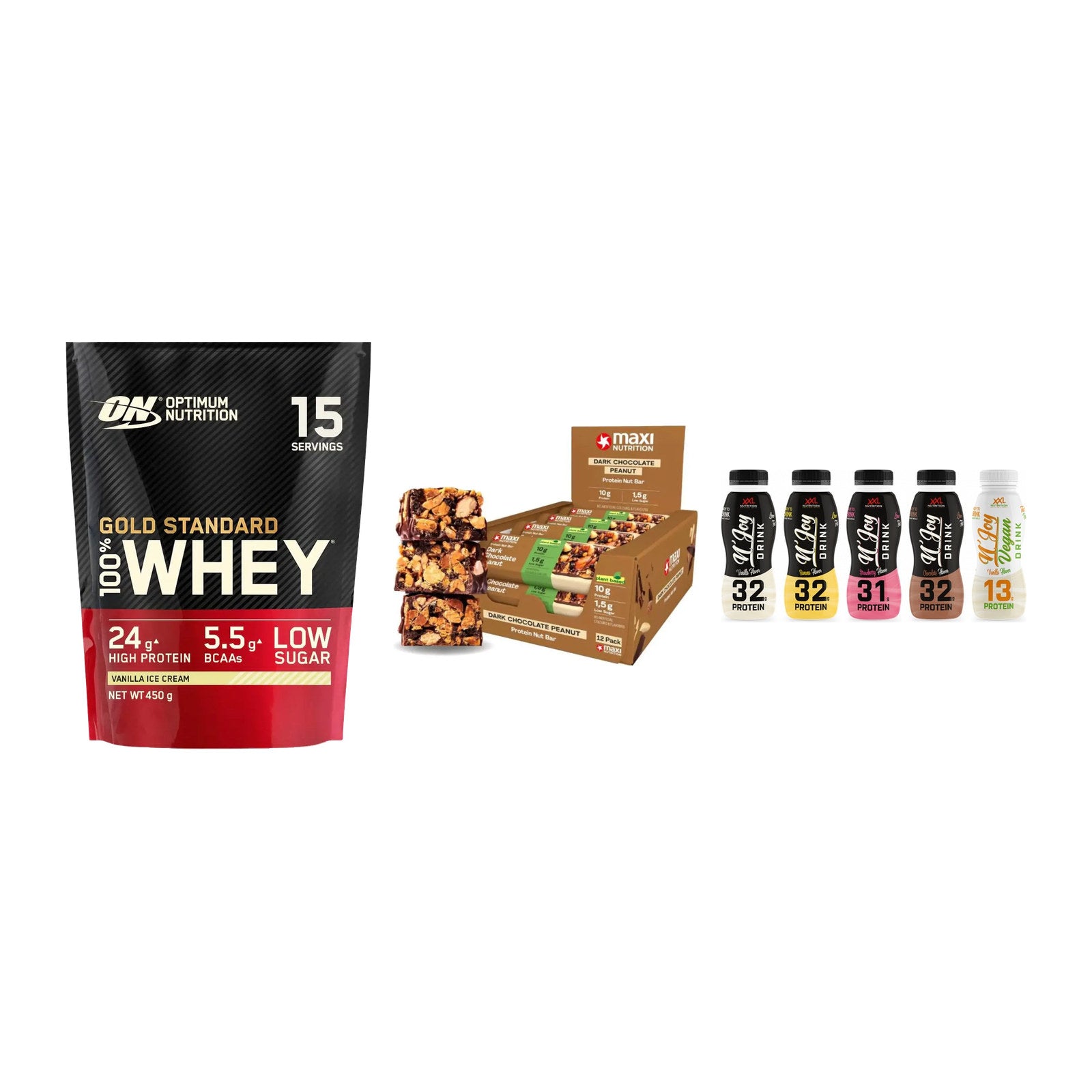Schokolade Geschmacks-Trio: ON Whey Gold Standard + 2 weitere – alle enthaltenen Artikel