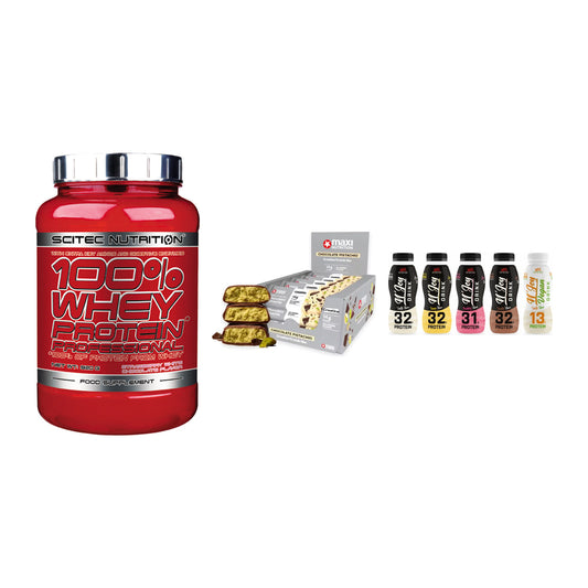 Schokolade Geschmacks-Trio: Scitec 100% + 3× MaxiNutrition + 1 weitere – alle enthaltenen Artikel