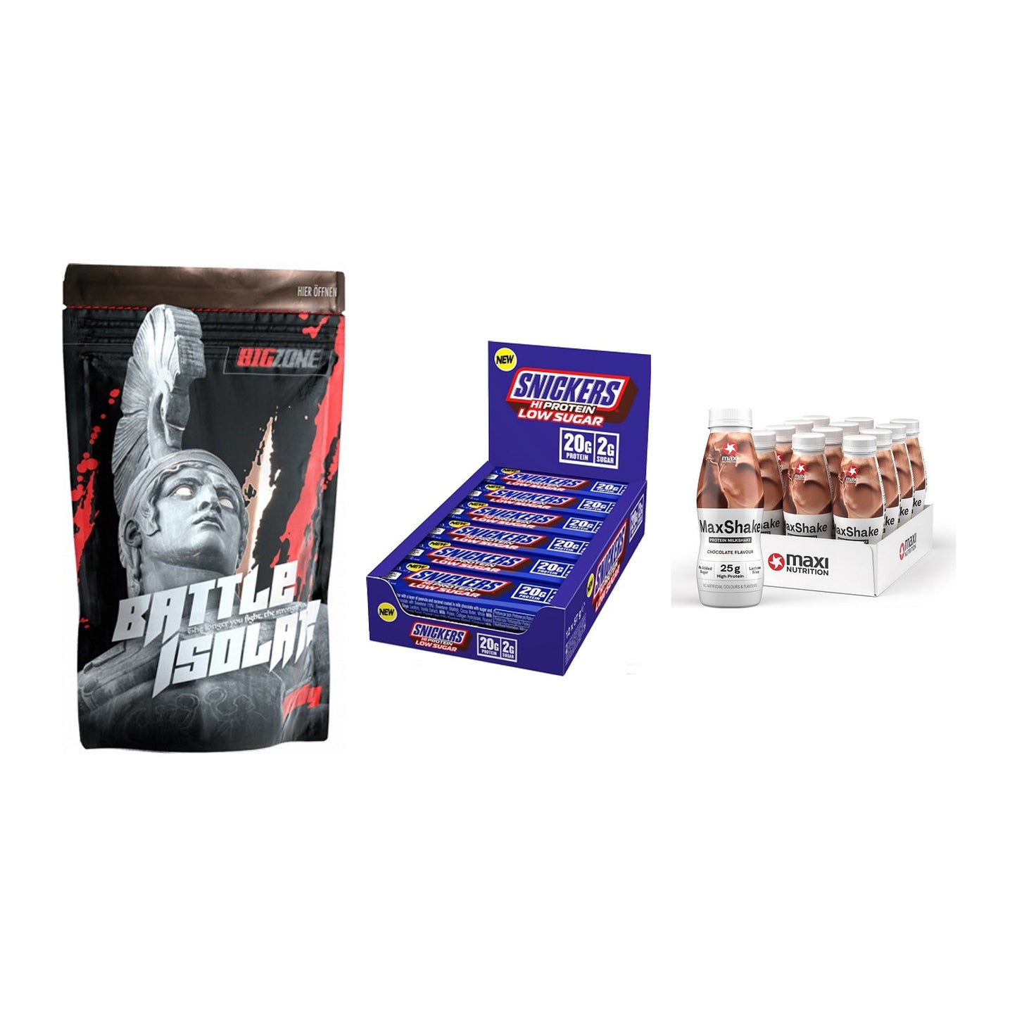 Schokolade Geschmacks-Trio: Big Zone + 3× Snickers LOW + 1 weitere – alle enthaltenen Artikel