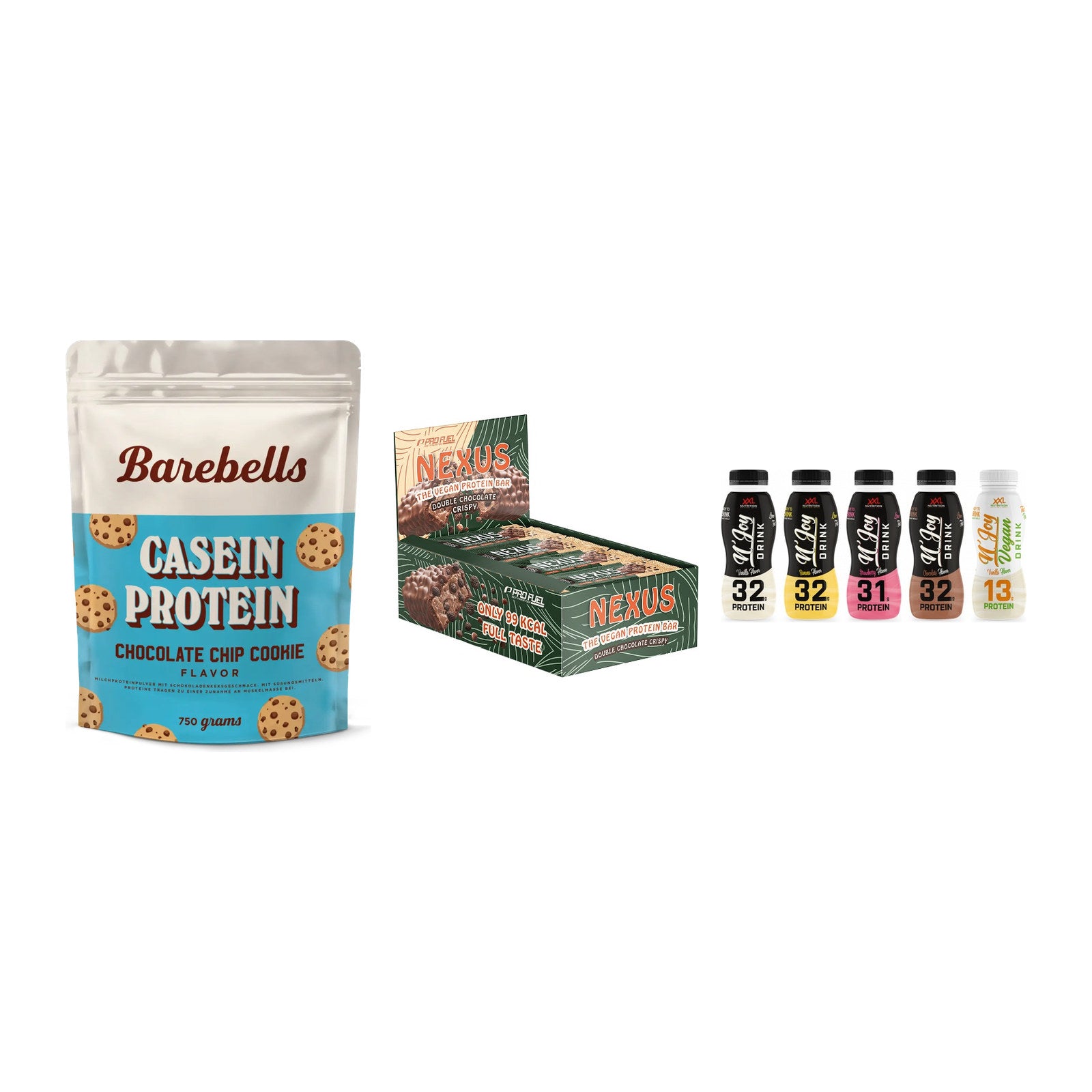 Schokolade Geschmacks-Trio: Barebells + 3× ProFuel + 2× XXL Nutritio – alle enthaltenen Artikel