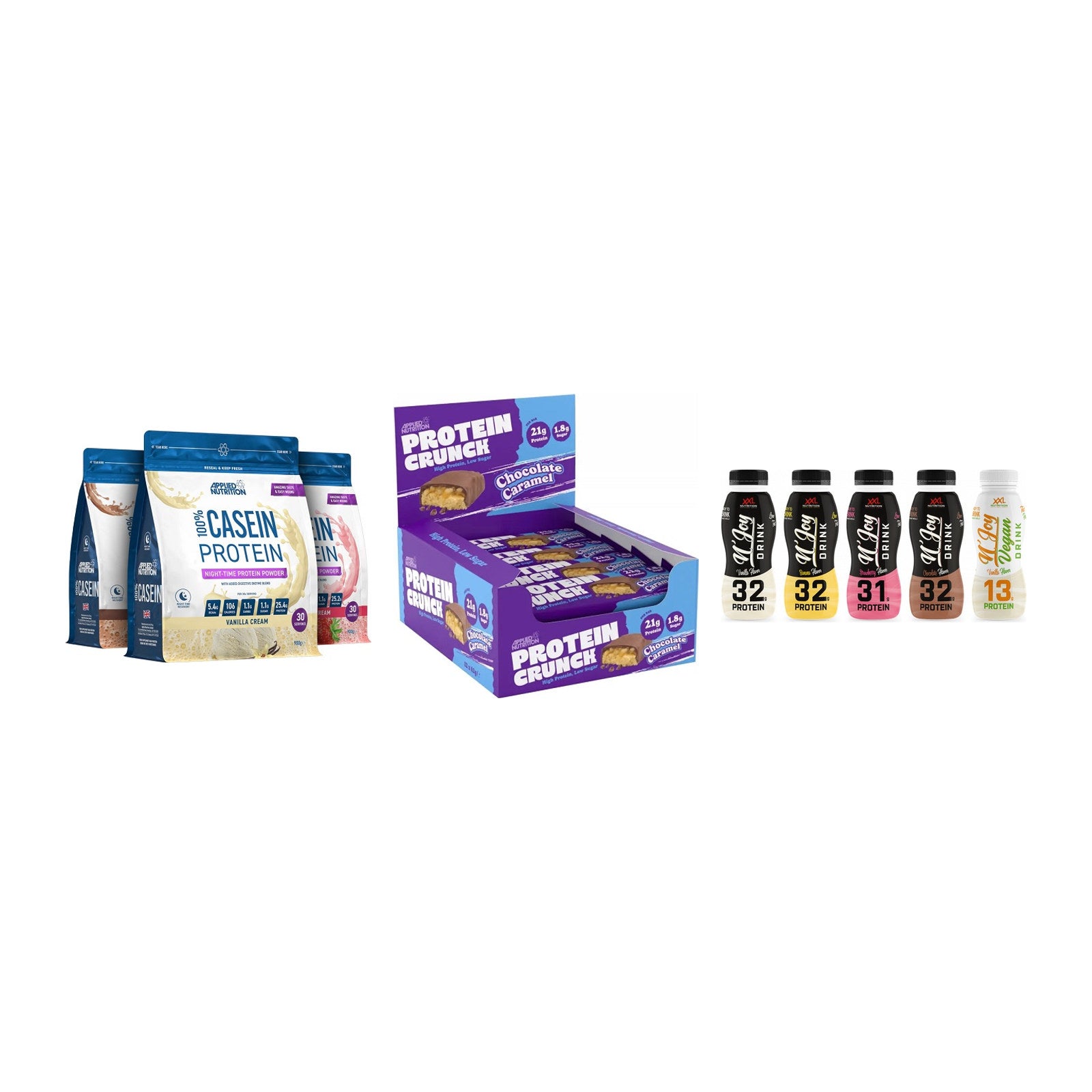 Schokolade Geschmacks-Trio: Applied Nutrition 100% Casein + 2 weitere – alle enthaltenen Artikel