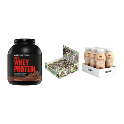 Schokolade Geschmacks-Trio: Body Attack + 3× INLEAD Wafer + 1 weitere – alle enthaltenen Artikel