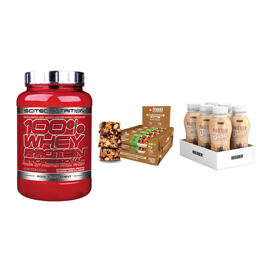 Schokolade Geschmacks-Trio: Scitec 100% + 3× MaxiNutrition + 1 weitere – alle enthaltenen Artikel