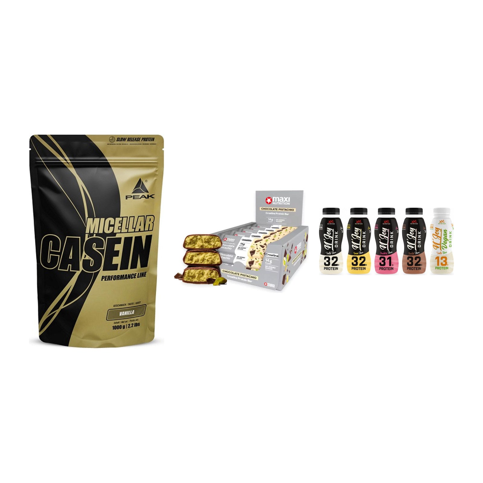 Schokolade Geschmacks-Trio: Peak Micellar Casein + 2 weitere – alle enthaltenen Artikel