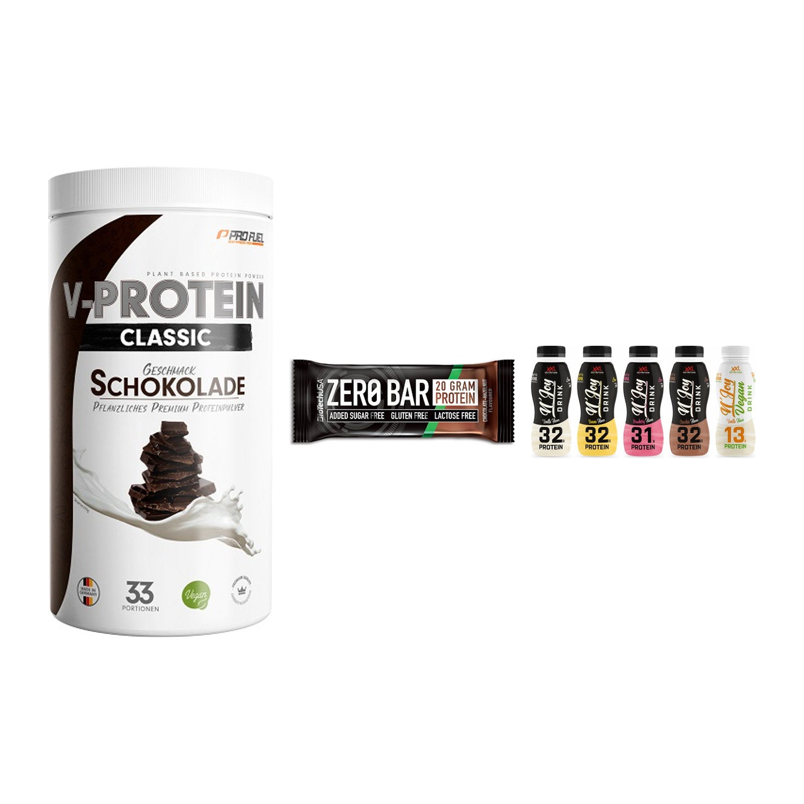 Schokolade Geschmacks-Trio: ProFuel VEGAN PROTEIN + 2 weitere – alle enthaltenen Artikel