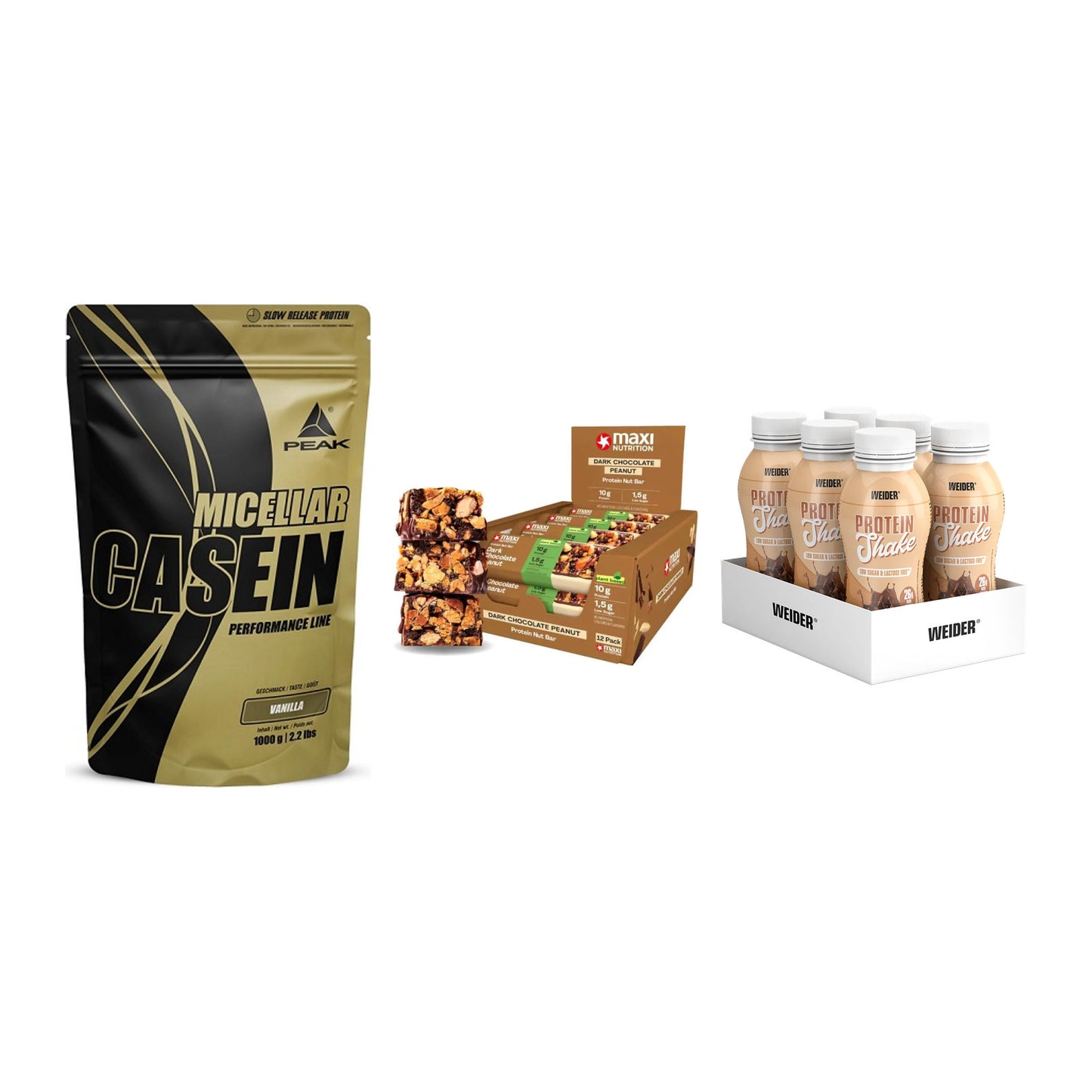 Schokolade Geschmacks-Trio: Peak Micellar Casein + 2 weitere – alle enthaltenen Artikel
