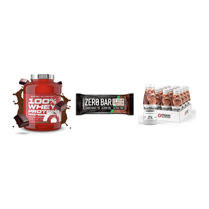 Schokolade Geschmacks-Trio: Scitec 100% + 3× BioTech Zero + 1 weitere – alle enthaltenen Artikel