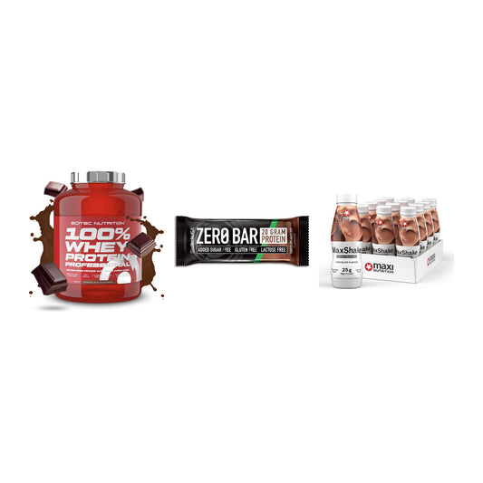Schokolade Geschmacks-Trio: Scitec 100% + 3× BioTech Zero + 1 weitere – alle enthaltenen Artikel