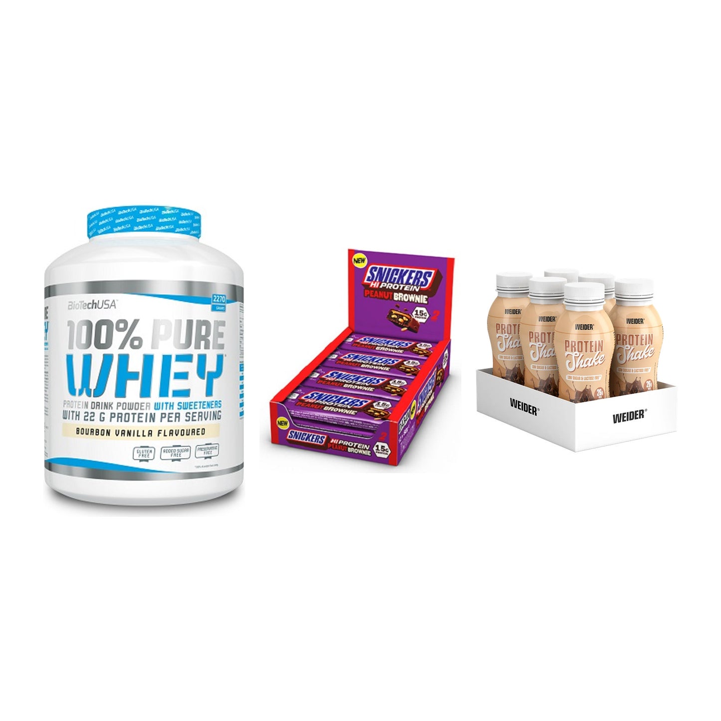 Schokolade Geschmacks-Trio: BioTech 100% Pure Whey + 2 weitere – alle enthaltenen Artikel