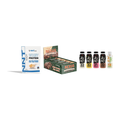 Schokolade Geschmacks-Trio: NNT Whey + 3× ProFuel + 2× XXL Nutritio – alle enthaltenen Artikel