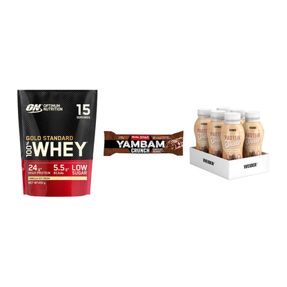 Schokolade Geschmacks-Trio: ON Whey Gold + 3× Body Attack + 1 weitere – alle enthaltenen Artikel