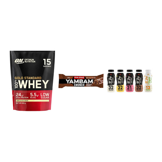 Schokolade Geschmacks-Trio: ON Whey Gold + 3× Body Attack + 1 weitere – alle enthaltenen Artikel