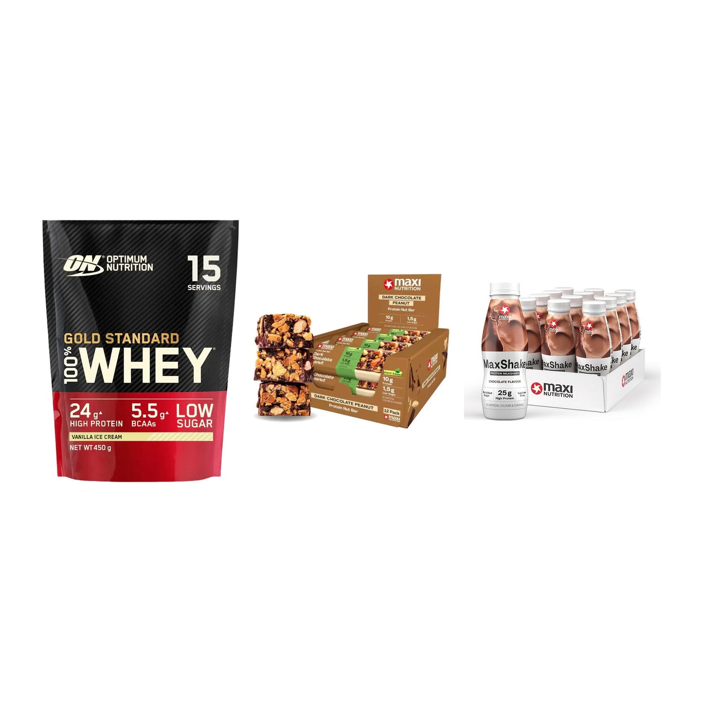 Schokolade Geschmacks-Trio: ON Whey Gold Standard + 2 weitere – alle enthaltenen Artikel