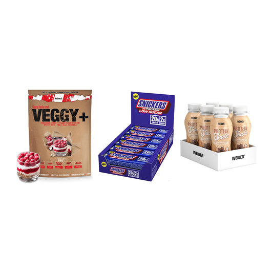 Schokolade Geschmacks-Trio: Sinob VEGGY + 3× Snickers LOW + 1 weitere – alle enthaltenen Artikel
