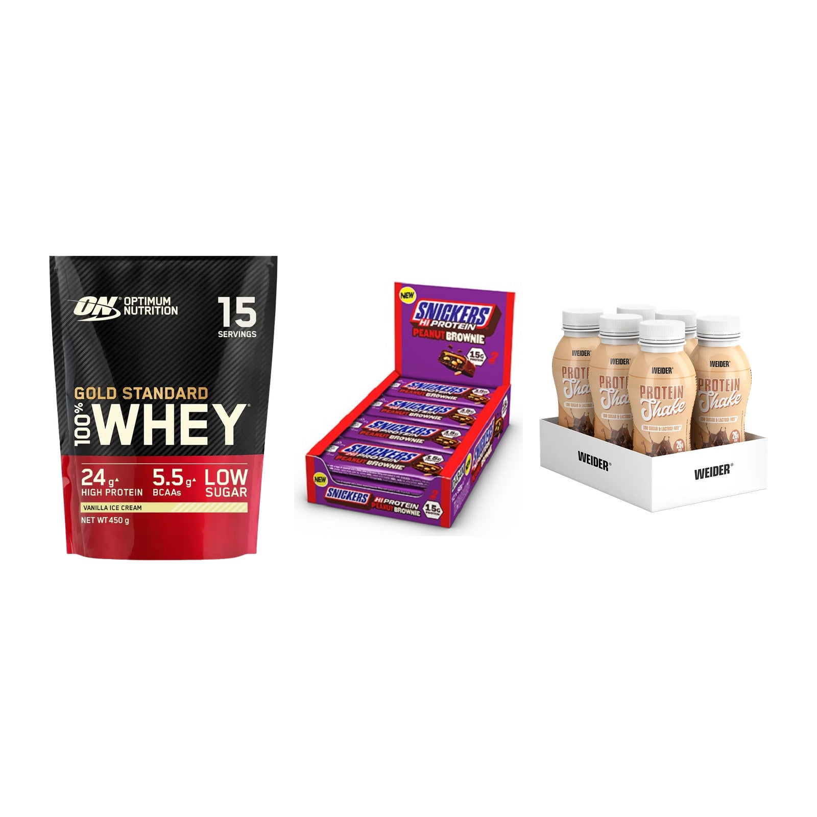 Schokolade Geschmacks-Trio: ON Whey Gold Standard + 2 weitere – alle enthaltenen Artikel