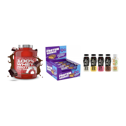 Schokolade Geschmacks-Trio: Scitec 100% + 3× Applied + 2× XXL Nutritio – alle enthaltenen Artikel