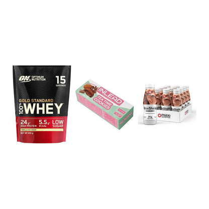 Schokolade Geschmacks-Trio: ON Whey Gold + 3× INLEAD Tea + 1 weitere – alle enthaltenen Artikel