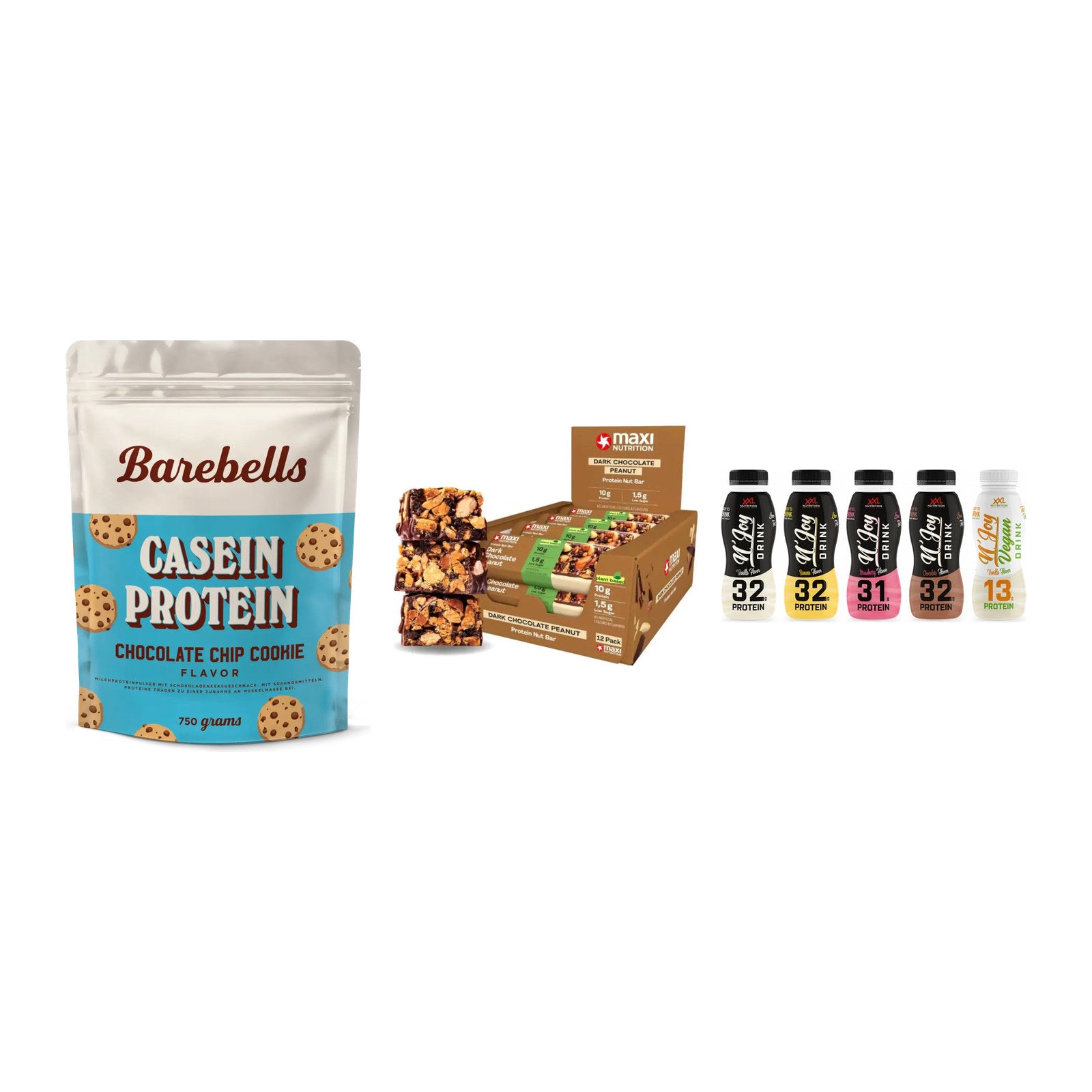 Schokolade Geschmacks-Trio: Barebells + 3× MaxiNutrition + 1 weitere – alle enthaltenen Artikel