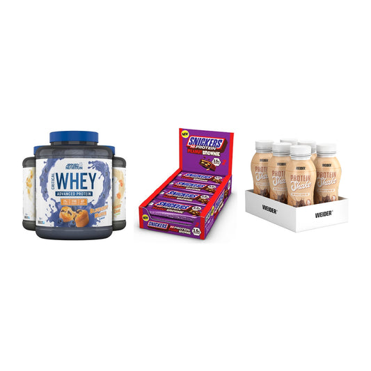 Schokolade Geschmacks-Trio: Applied + 3× Snickers + 2× Weider PROTE – alle enthaltenen Artikel