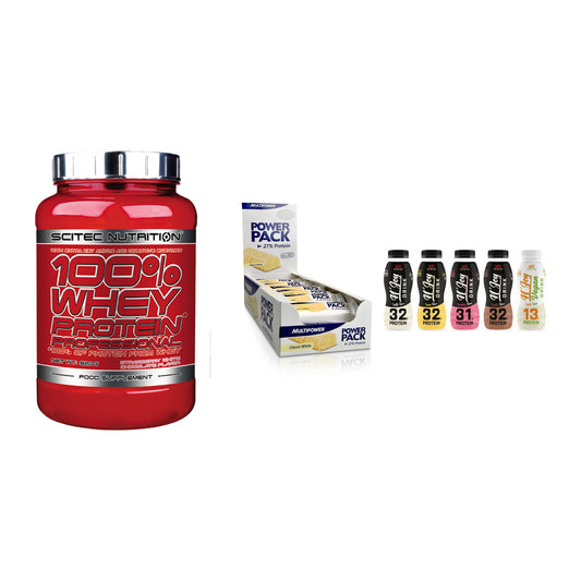 Schokolade Geschmacks-Trio: Scitec 100% + 3× Multipower + 1 weitere – alle enthaltenen Artikel