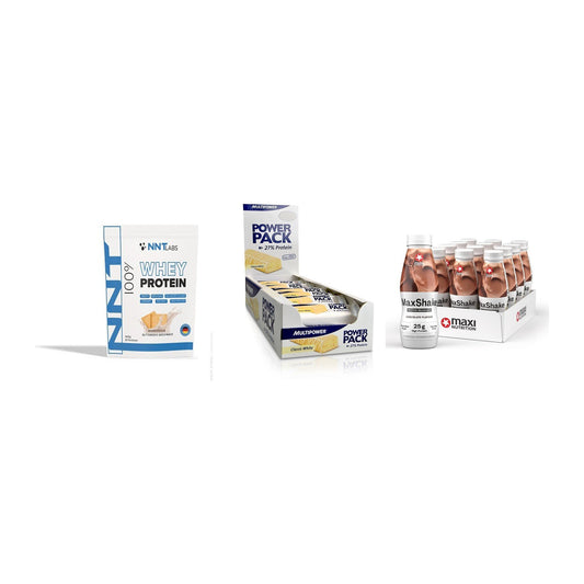 Schokolade Geschmacks-Trio: NNT Whey + 3× Multipower + 2× MaxiNutritio – alle enthaltenen Artikel