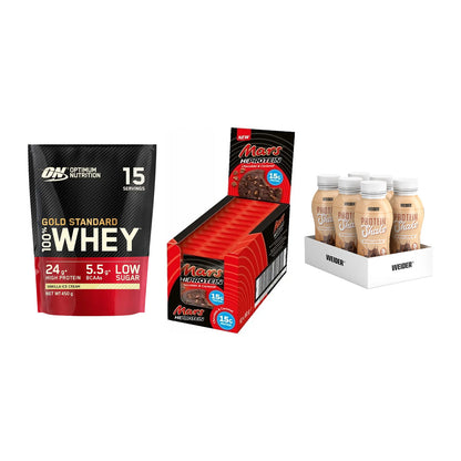 Schokolade Geschmacks-Trio: ON Whey Gold + 3× Mars High + 1 weitere – alle enthaltenen Artikel