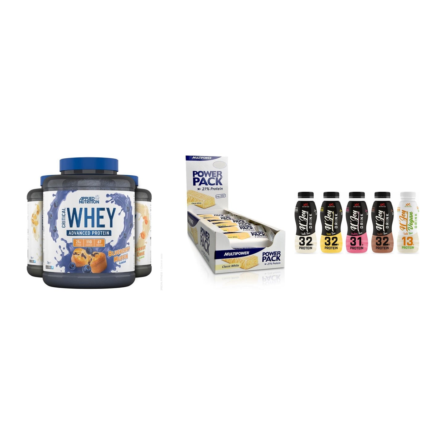 Schokolade Geschmacks-Trio: Applied + 3× Multipower + 2× XXL Nutritio – alle enthaltenen Artikel