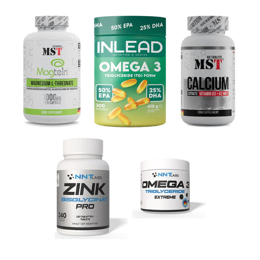 Gesundheits-Basisbox: MST Magnesium + INLEAD Omega-3 + 3 weitere – alle enthaltenen Artikel