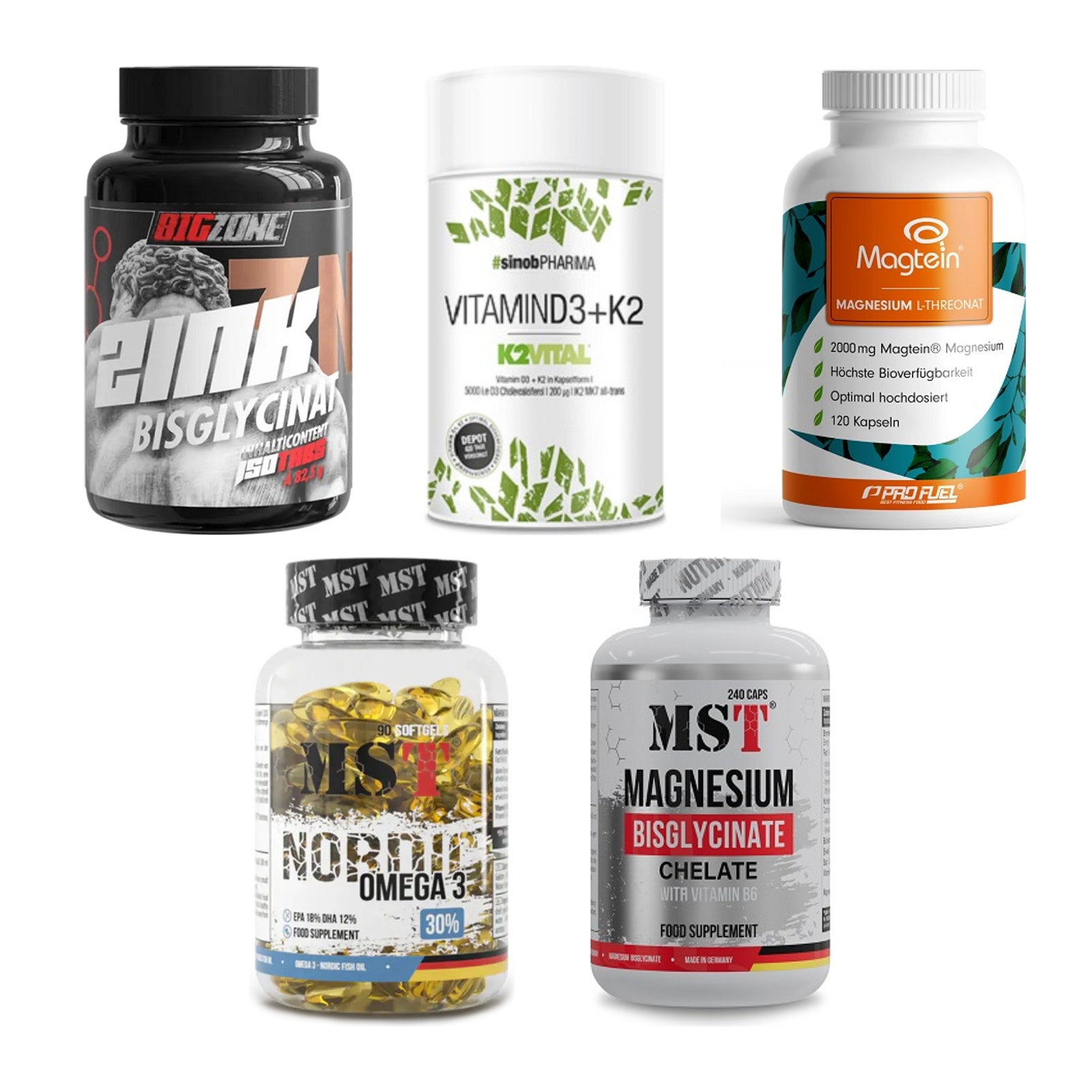 Gesundheits-Basisbox: Big Zone Zink + Sinob Vitamin D3 + 3 weitere – alle enthaltenen Artikel
