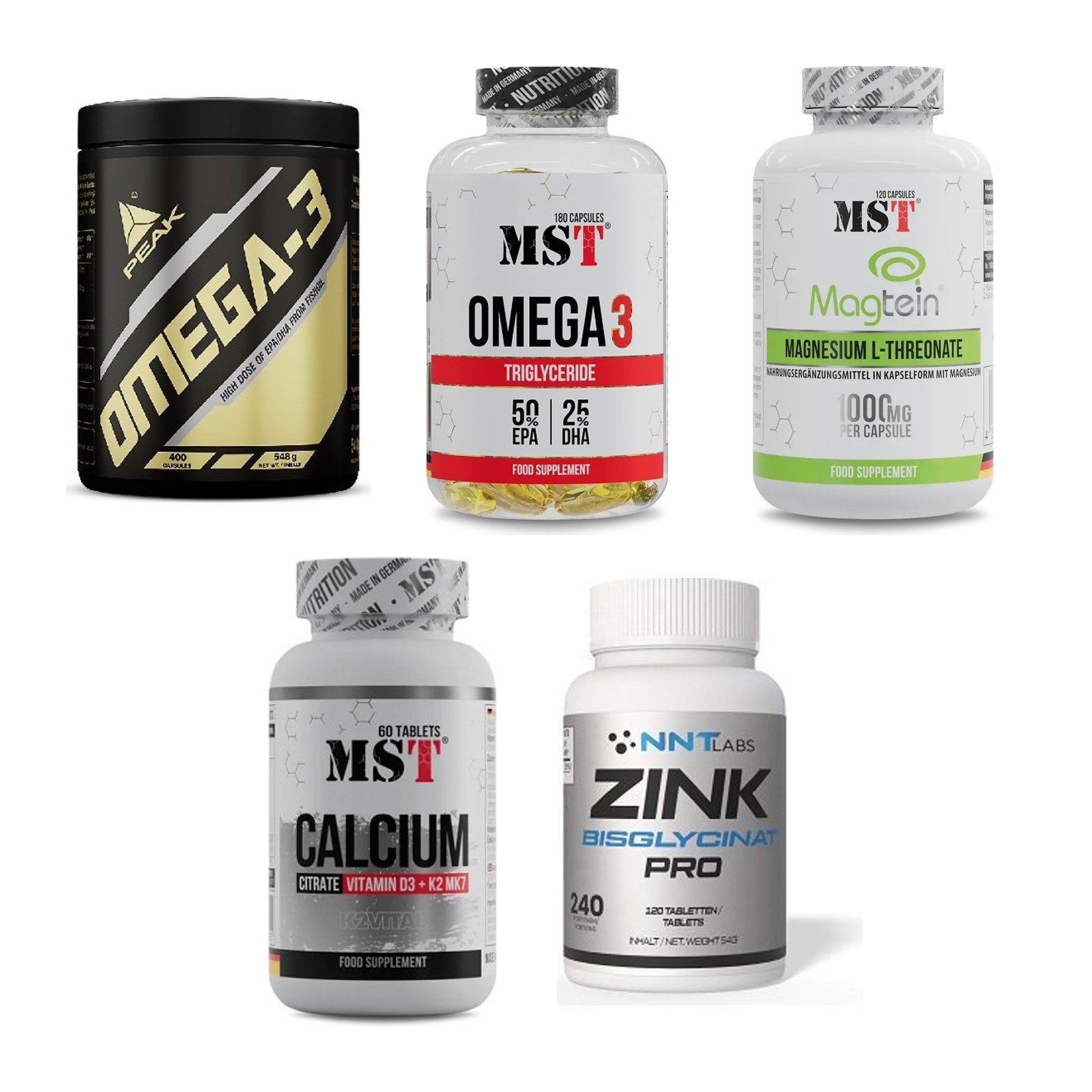 Gesundheits-Basisbox: Peak Omega-3 + MST Omega 3 + 3 weitere – alle enthaltenen Artikel