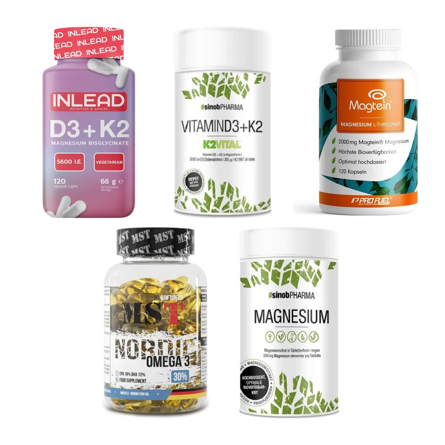 Gesundheits-Basisbox: INLEAD Vitamin + Sinob Vitamin D3 + 3 weitere – alle enthaltenen Artikel