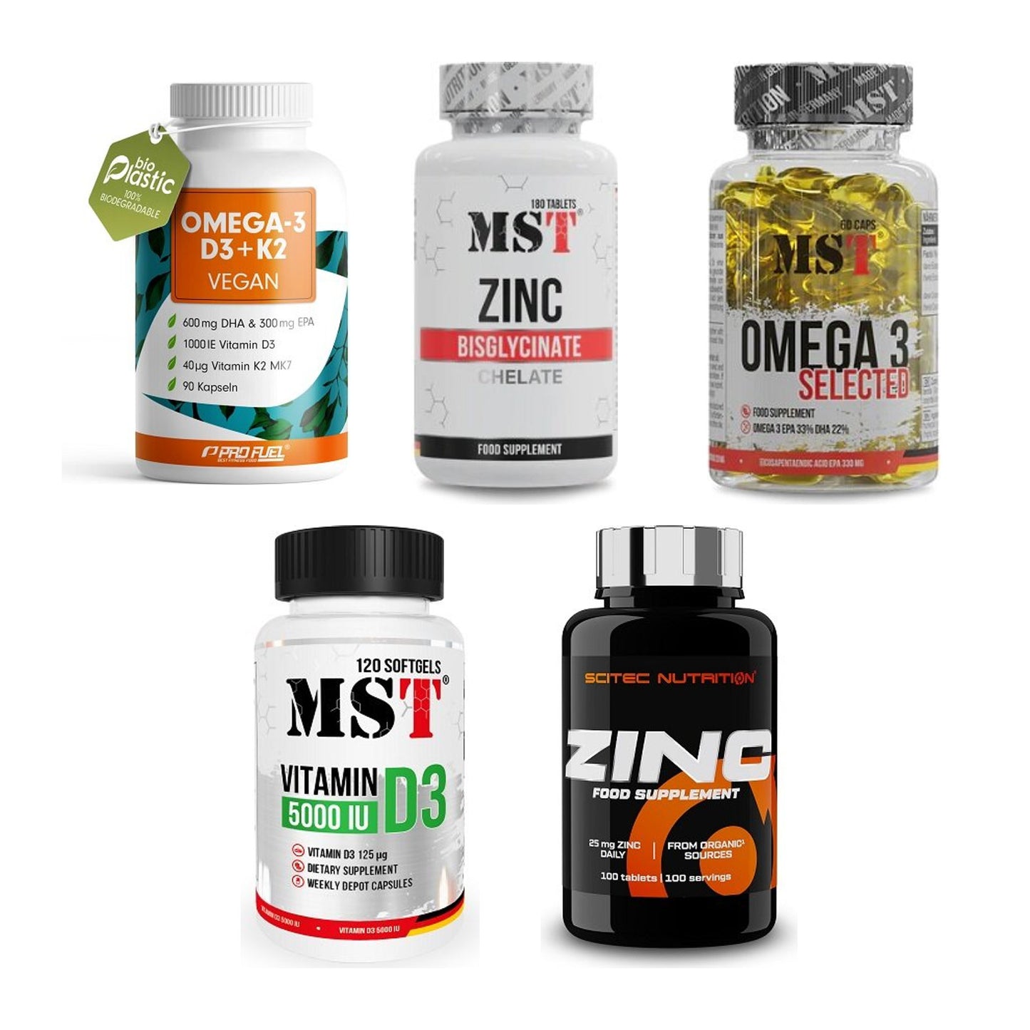 Gesundheits-Basisbox: ProFuel Omega 3 + MST Zinc Chelate + 3 weitere – alle enthaltenen Artikel