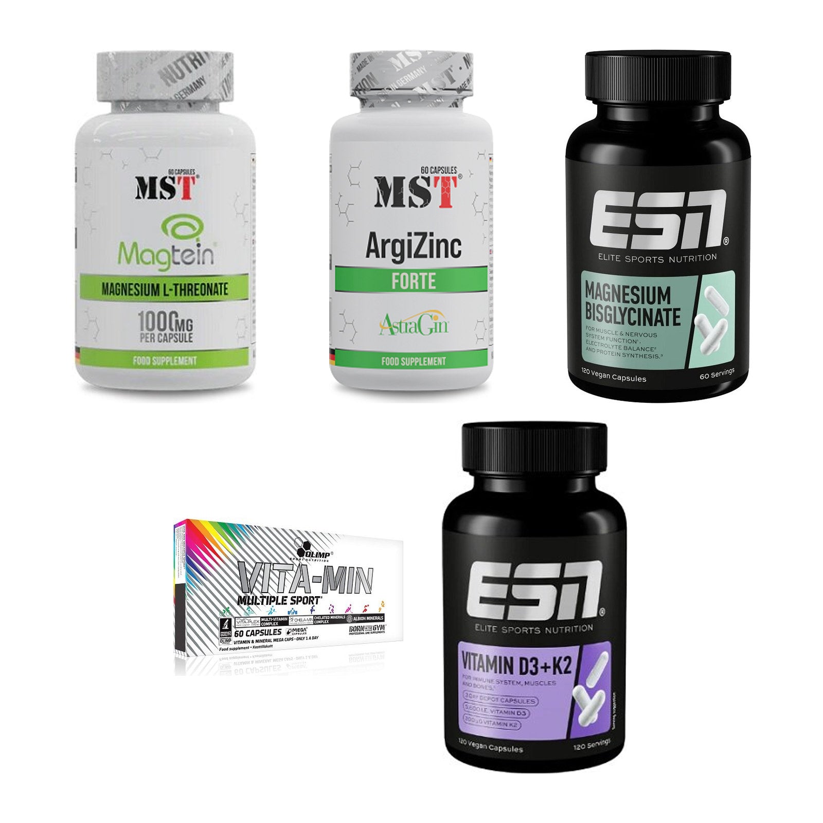 Gesundheits-Basisbox: MST Magnesium + MST ArgiZinc + 3 weitere – alle enthaltenen Artikel