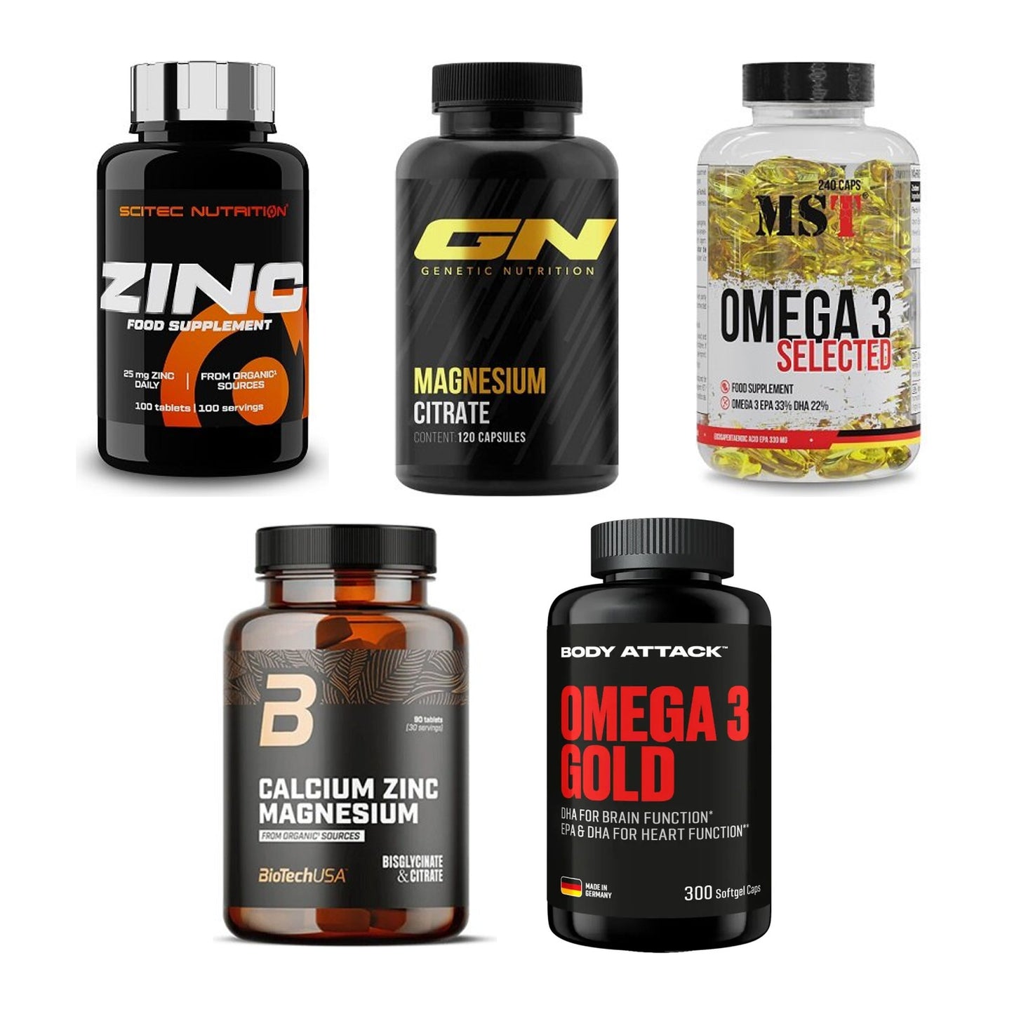 Gesundheits-Basisbox: Scitec Zinc + GN Magnesium Citrate + 3 weitere – alle enthaltenen Artikel