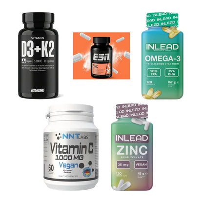 Gesundheits-Basisbox: Big Zone Vitamin D3 + K2 + ESN Zinc + 3 weitere – alle enthaltenen Artikel