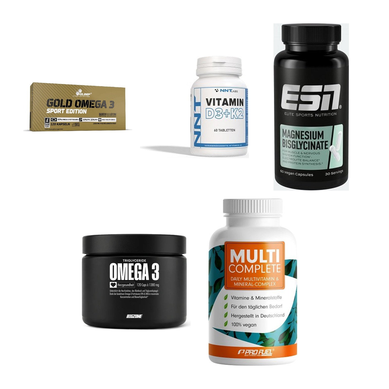 Gesundheits-Basisbox: Olimp Omega 3 + NNT Vitamin + 3 weitere – alle enthaltenen Artikel