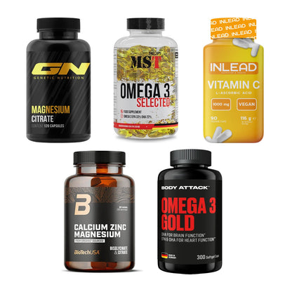 Gesundheits-Basisbox: GN Magnesium + MST Omega 3 + 3 weitere – alle enthaltenen Artikel