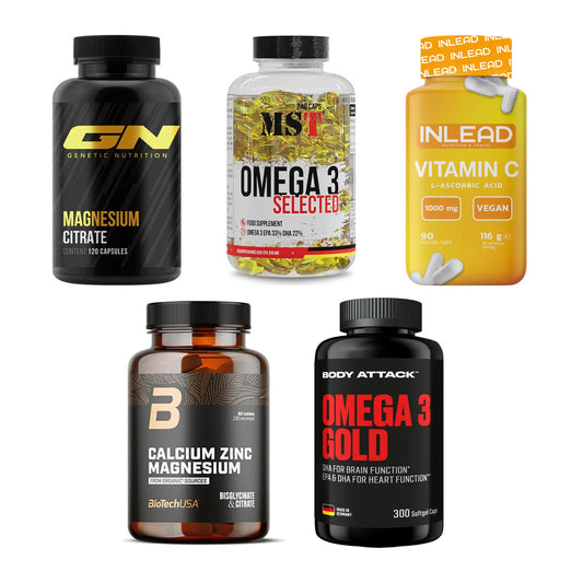 Gesundheits-Basisbox: GN Magnesium + MST Omega 3 + 3 weitere – alle enthaltenen Artikel