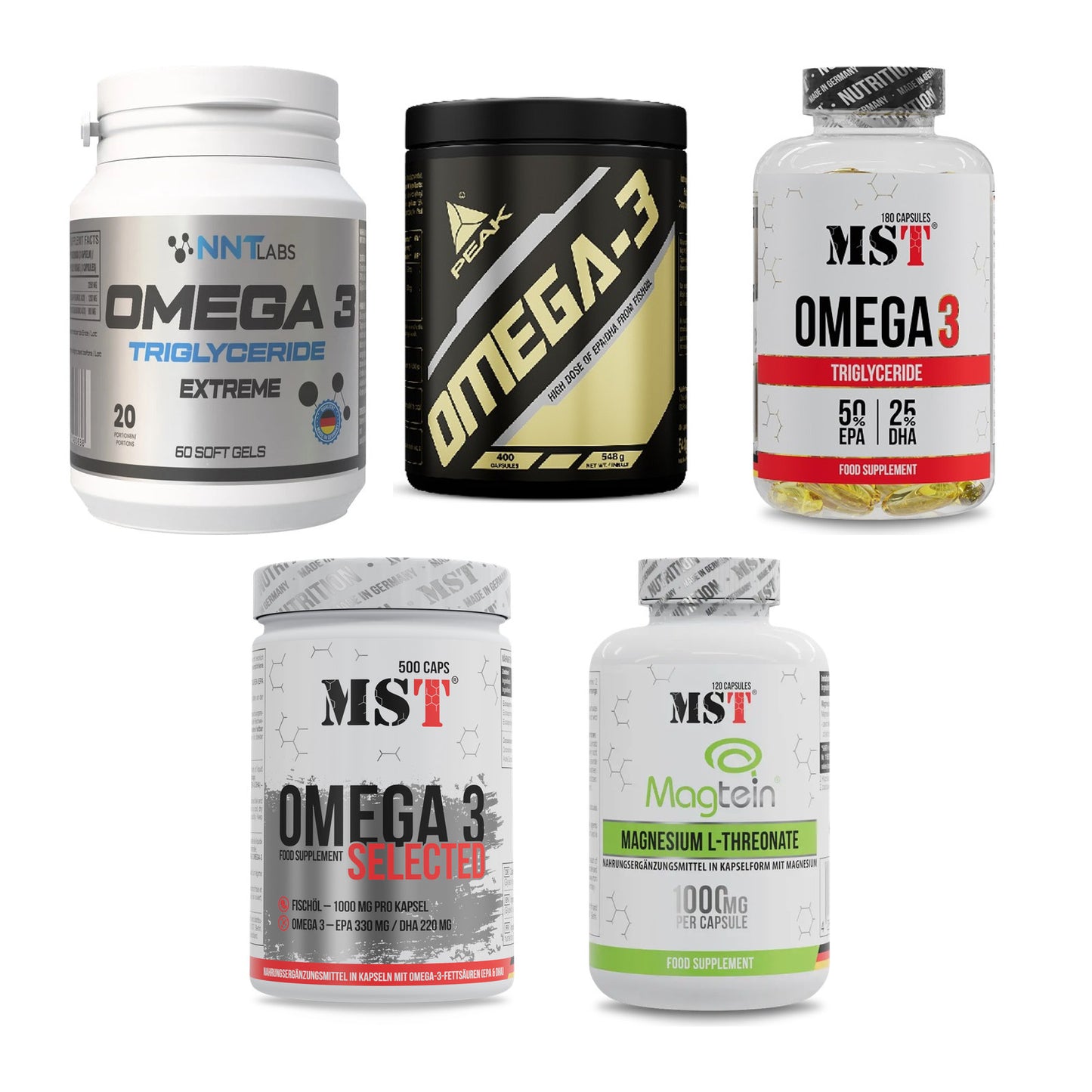 Gesundheits-Basisbox: NNT Omega 3 + Peak Omega-3 + 3 weitere – alle enthaltenen Artikel