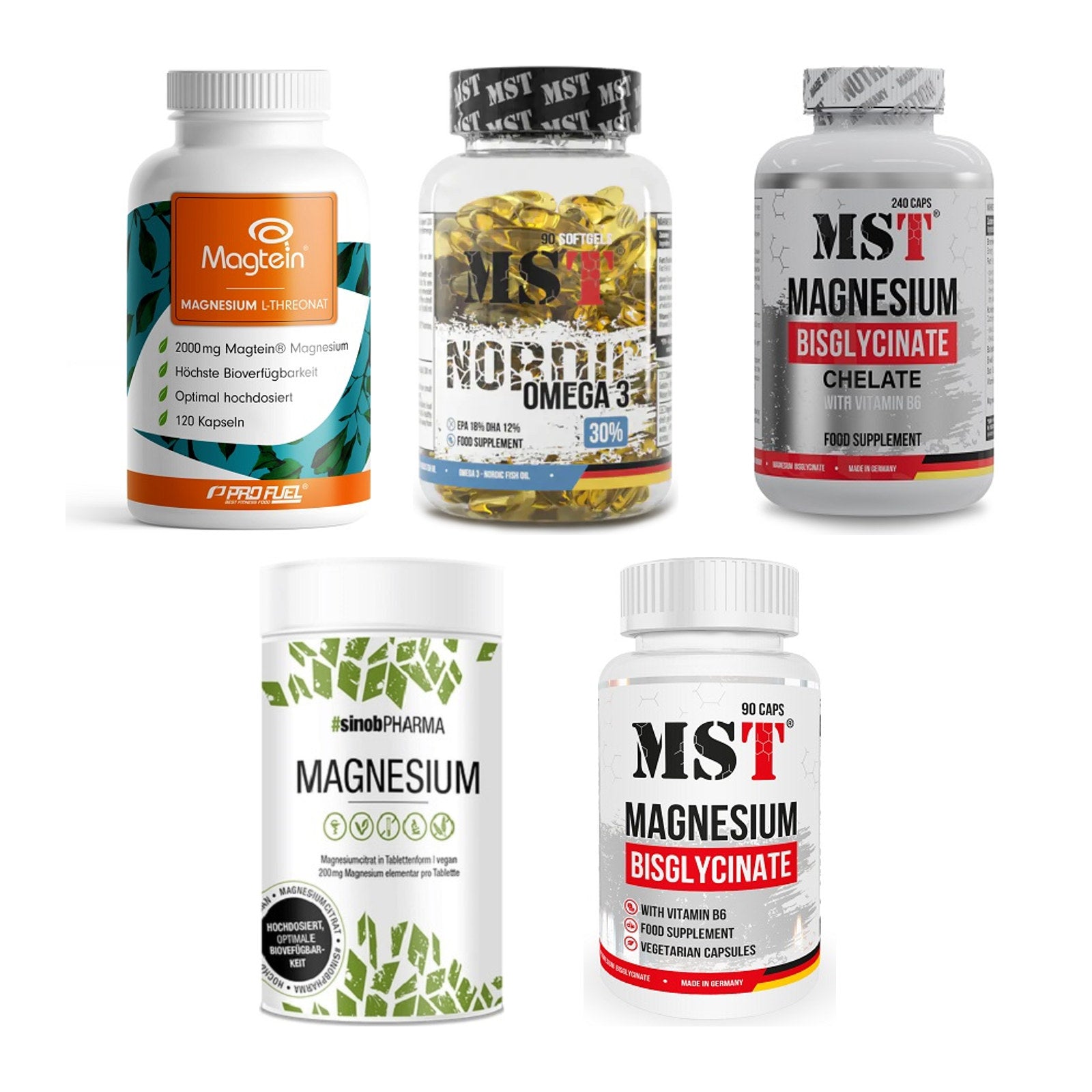 Gesundheits-Basisbox: ProFuel Magnesiu + MST Omega 3 + 3 weitere – alle enthaltenen Artikel
