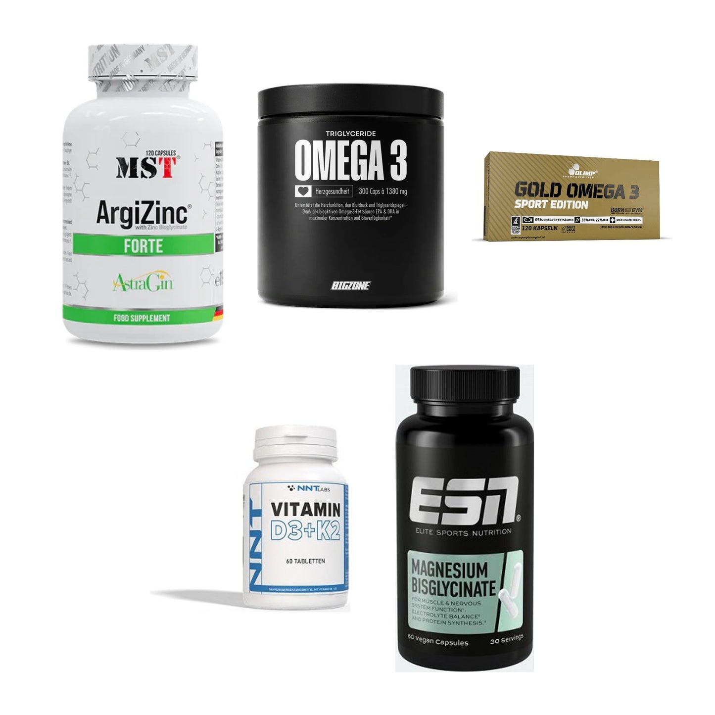 Gesundheits-Basisbox: MST ArgiZinc + Big Zone Omega 3 + 3 weitere – alle enthaltenen Artikel