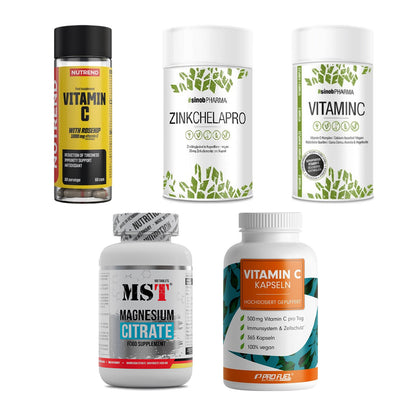 Gesundheits-Basisbox: Nutrend Vitamin + Sinob Zink + 3 weitere – alle enthaltenen Artikel