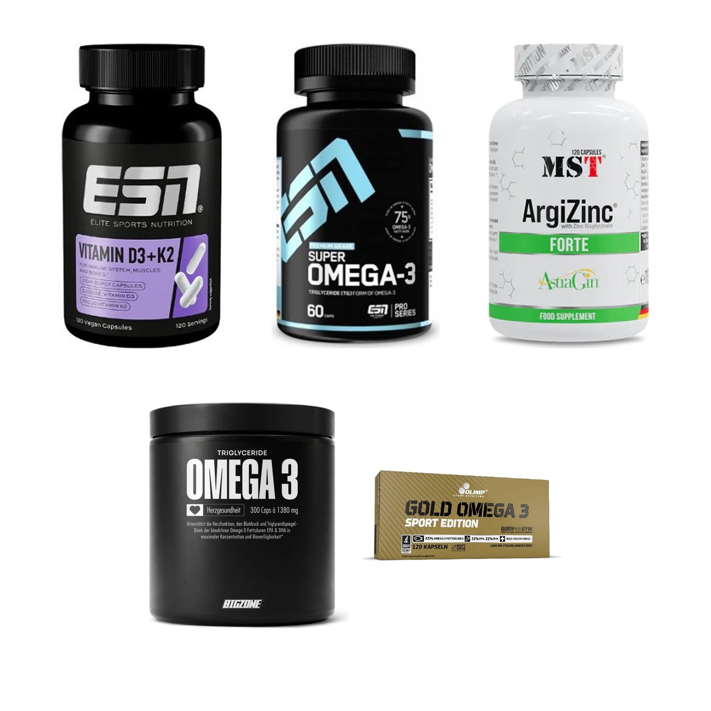 Gesundheits-Basisbox: ESN Vitamin D3 + K2 + ESN Omega 3 + 3 weitere – alle enthaltenen Artikel