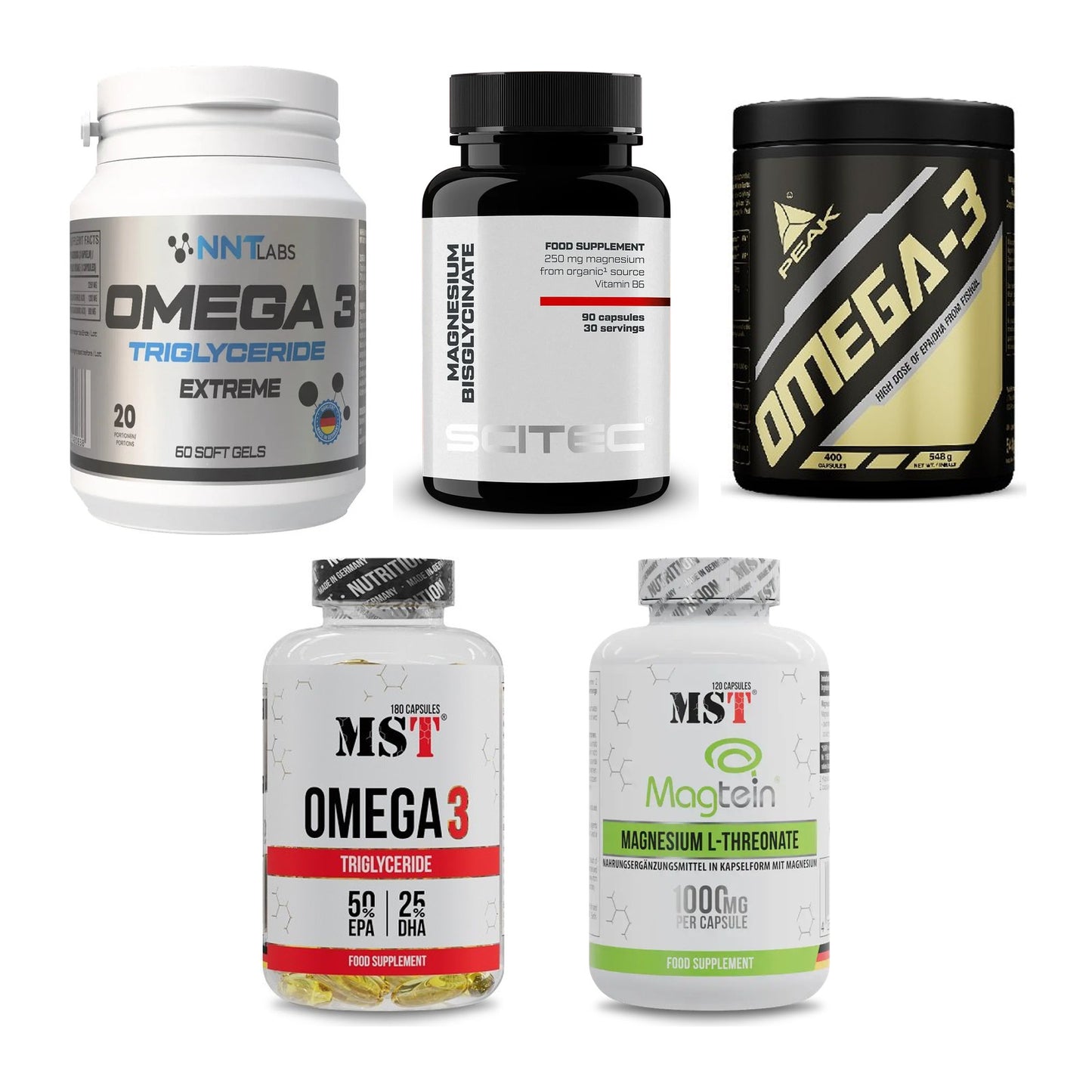 Gesundheits-Basisbox: NNT Omega 3 + Scitec Magnesium + 3 weitere – alle enthaltenen Artikel