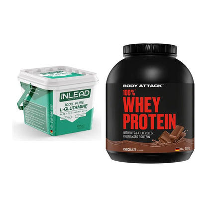 Regenerations-Duo: INLEAD L-Glutamine + Body Attack 100% Whey Protein – alle enthaltenen Artikel