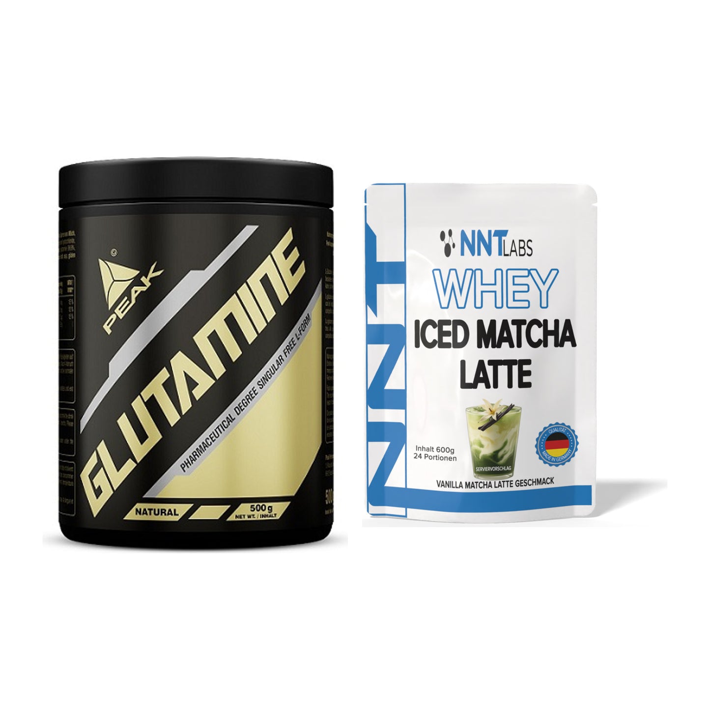 Regenerations-Duo: Peak Glutamin + NNT Whey ICED MATCHA LATTE – alle enthaltenen Artikel