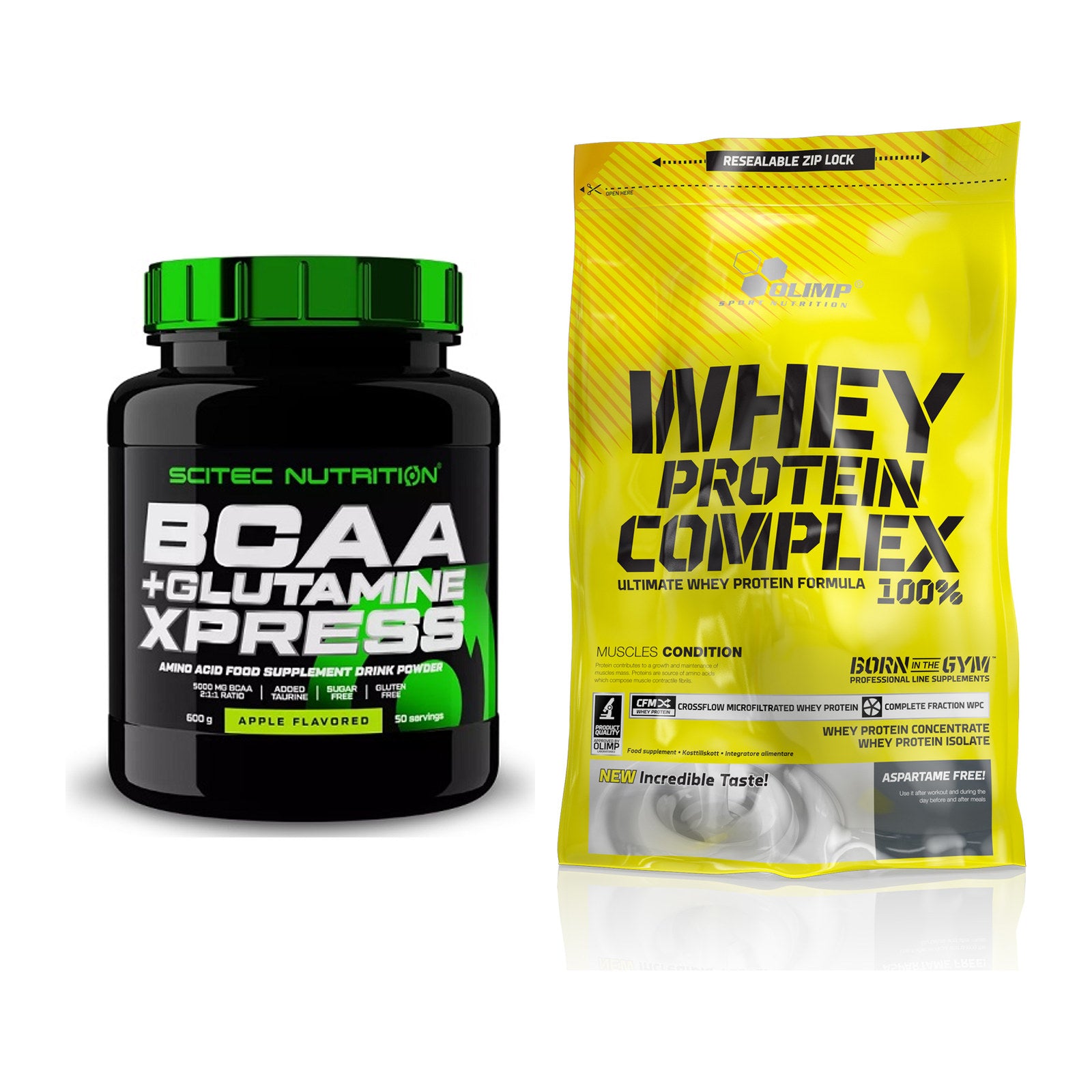 Regenerations-Duo: Scitec BCAA+ Glutamine + Olimp Whey Protein – alle enthaltenen Artikel