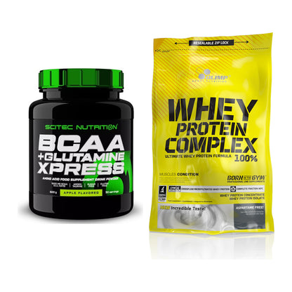 Regenerations-Duo: Scitec BCAA+ Glutamine + Olimp Whey Protein – alle enthaltenen Artikel